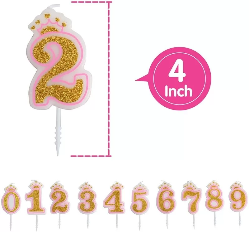 0-9 crown shape number digital party birthday candle