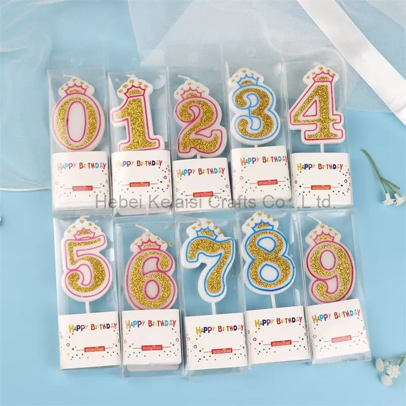 0-9 crown shape number digital party birthday candle