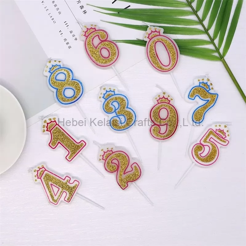 0-9 crown shape number digital party birthday candle