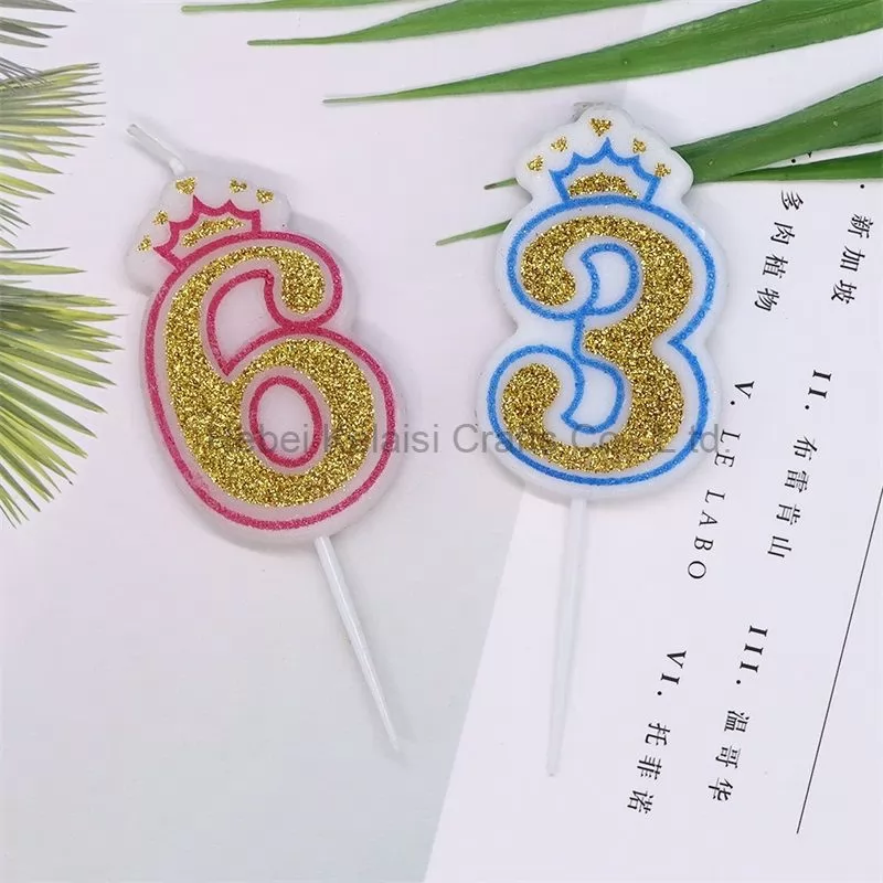 0-9 crown shape number digital party birthday candle