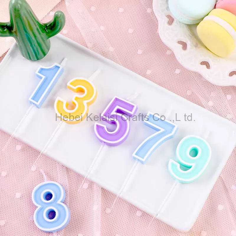 Macaron Candy Color 0-9 Birthday Number Cake Candle birthday candle