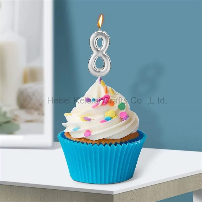 Cupcake Decor Number 0-9 Candles Cake Topper Happy Birthday Gift Party Supplies
