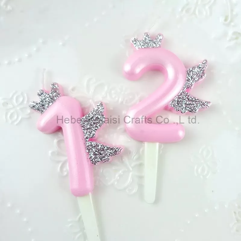 Angel Wings Number Candle Birthday Glitter Crown Adult Party Birthday Candle