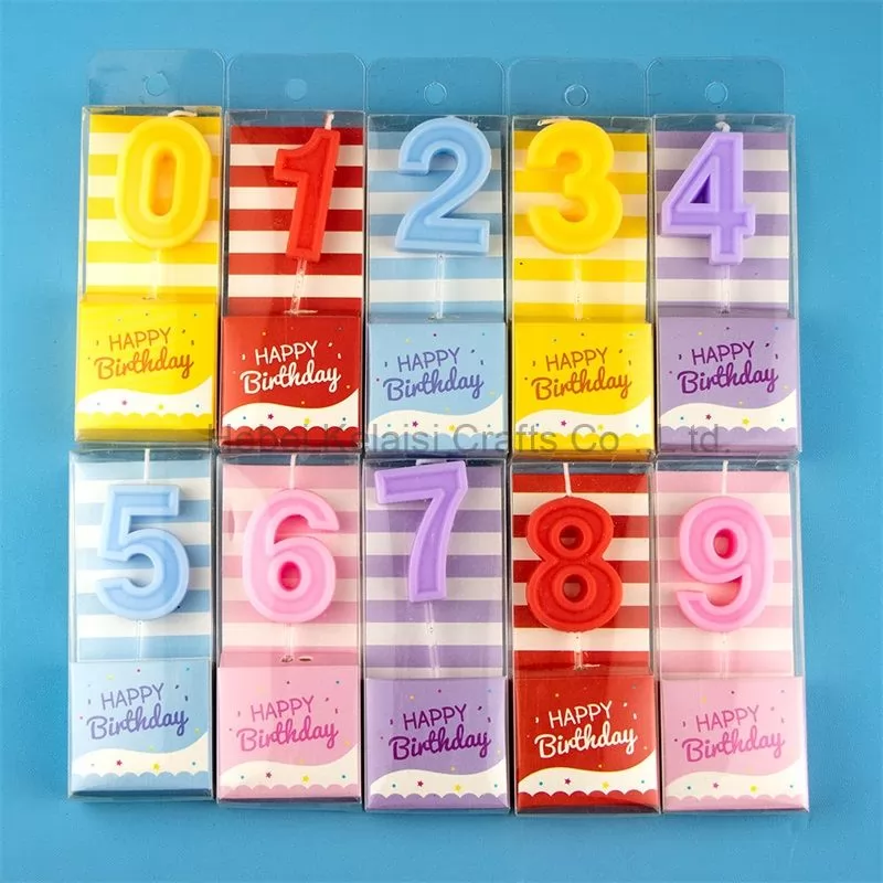 Rainbow 0-9 Number Birthday Cake Candles Party Birthday Candles