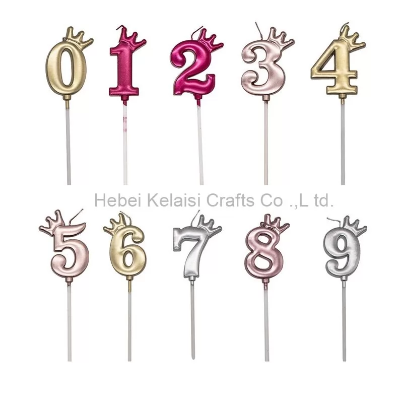 Metallic Crown Shape Digital Birthday Candle 0-9