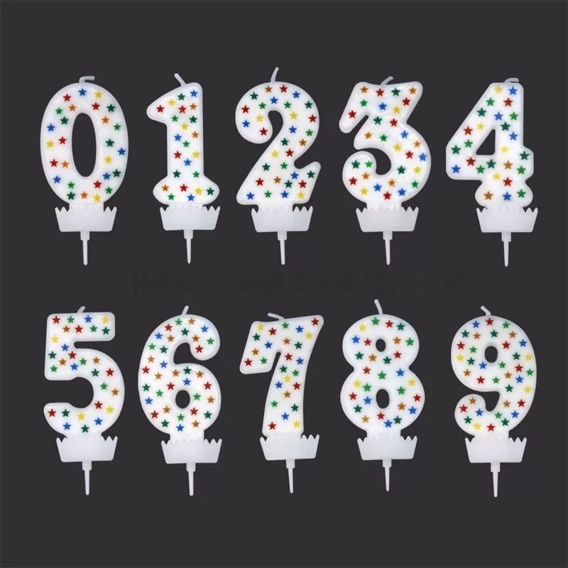 Colorful Print Pattern 0-9 Birthday Number Candles