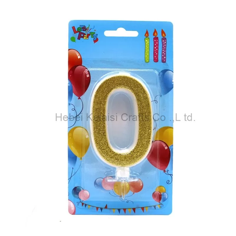 0-9 Gold Color Number Cake Birthday Candles Glitter Powder Digital Candles