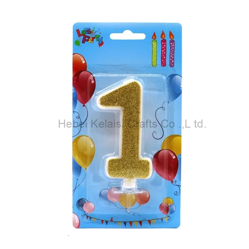 0-9 Gold Color Number Cake Birthday Candles Glitter Powder Digital Candles