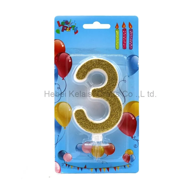 0-9 Gold Color Number Cake Birthday Candles Glitter Powder Digital Candles