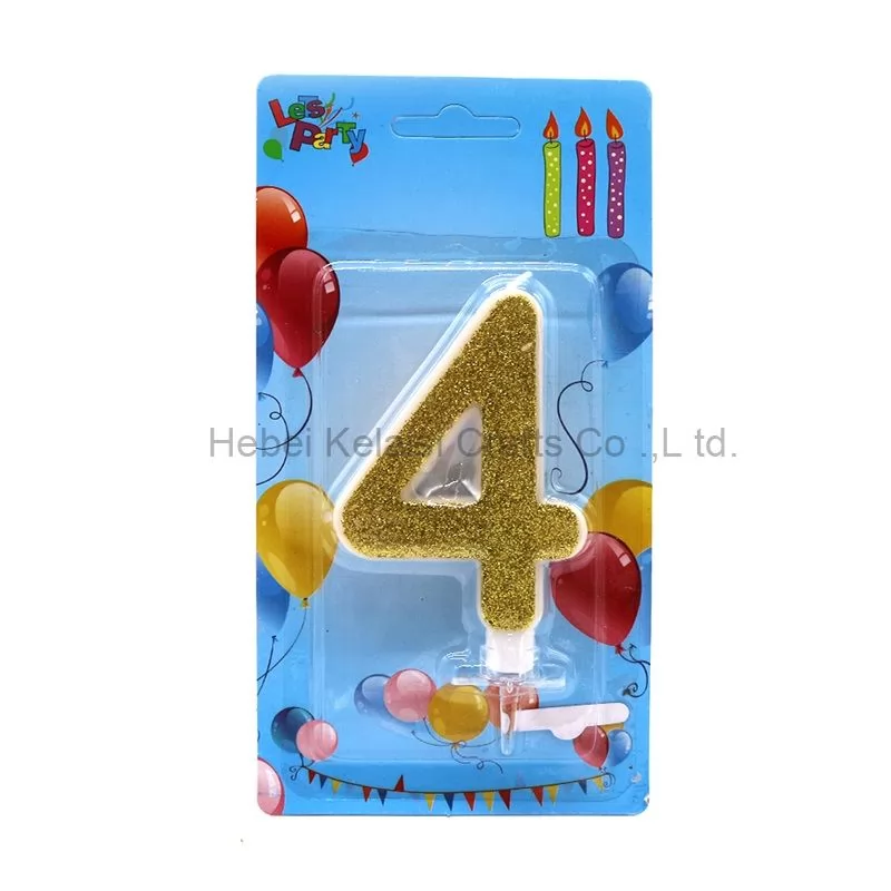 0-9 Gold Color Number Cake Birthday Candles Glitter Powder Digital Candles