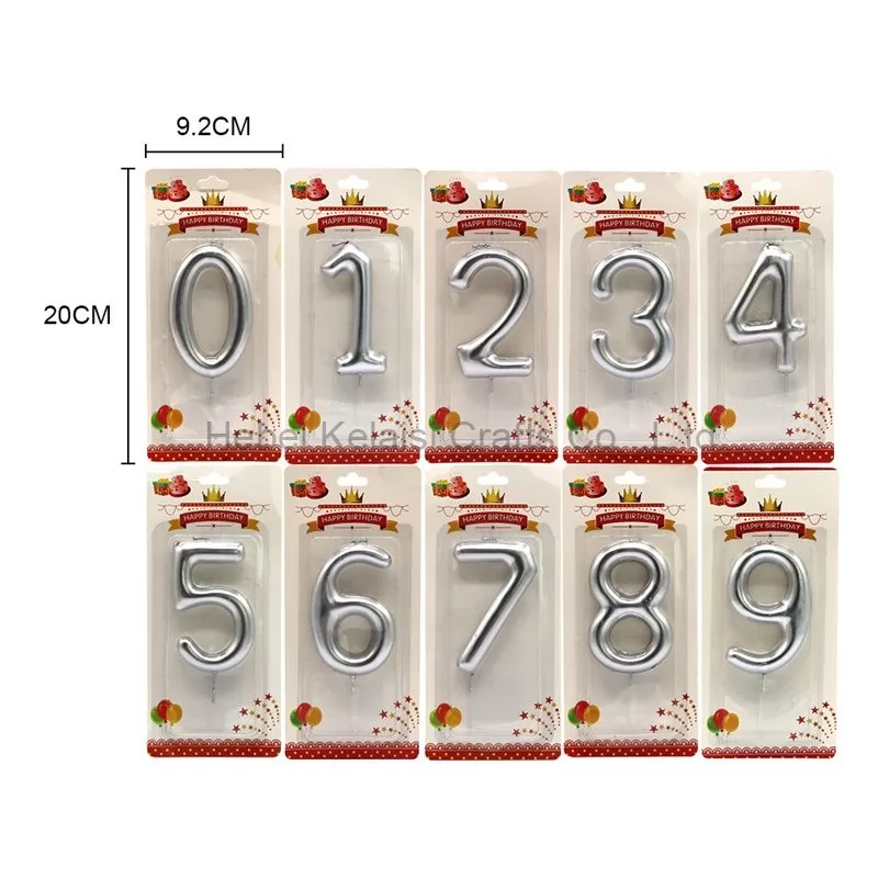 0-9 Golden Silver Party Cake Decorating Kids Number Candles