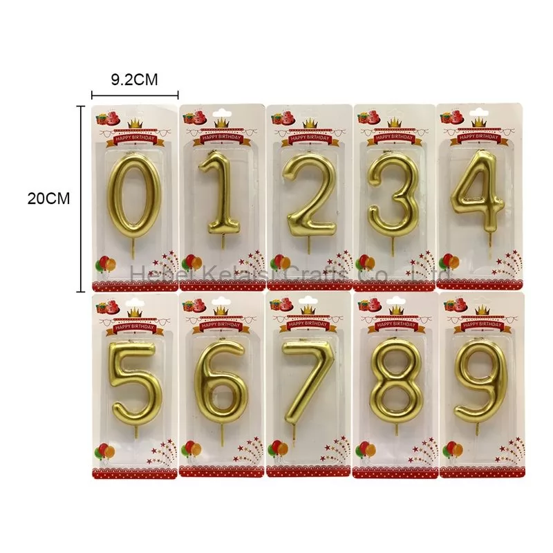 0-9 Golden Silver Party Cake Decorating Kids Number Candles