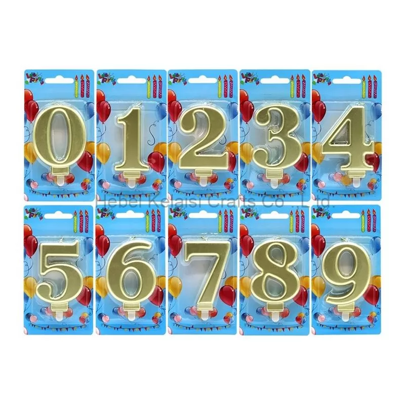 Golden number 0-9 party cake decoration candles