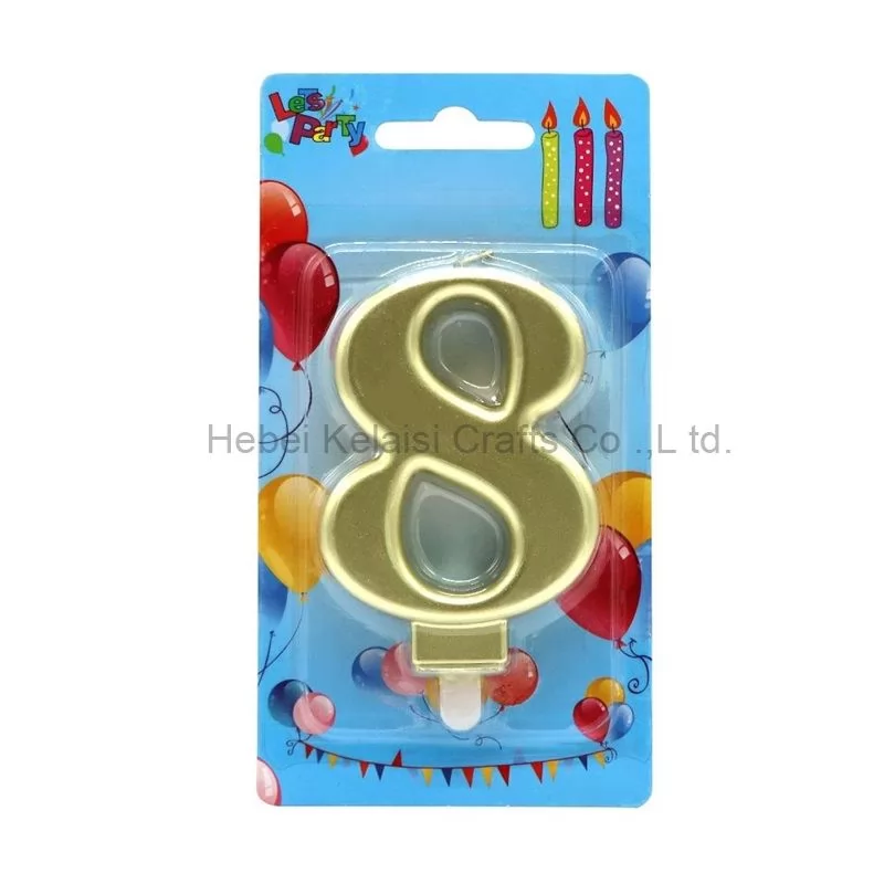 Golden number 0-9 party cake decoration candles