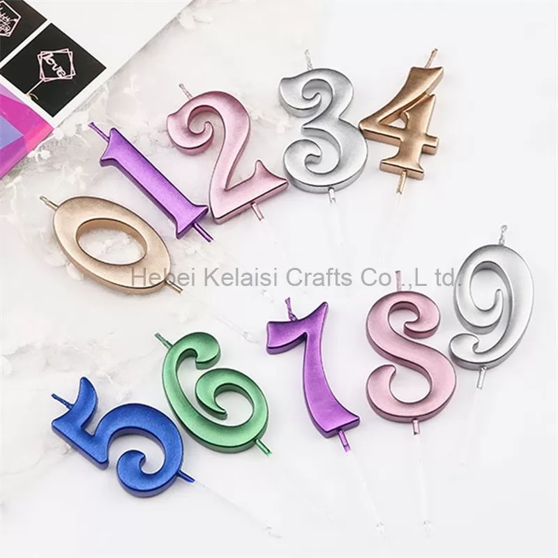 Multi-Colored Color Paraffin Glitter Number Birthday Cake Candle For Party