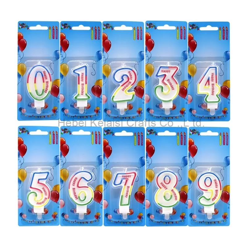 Customized Good Quality pure Paraffin Material Fancy Number Birthday Candle