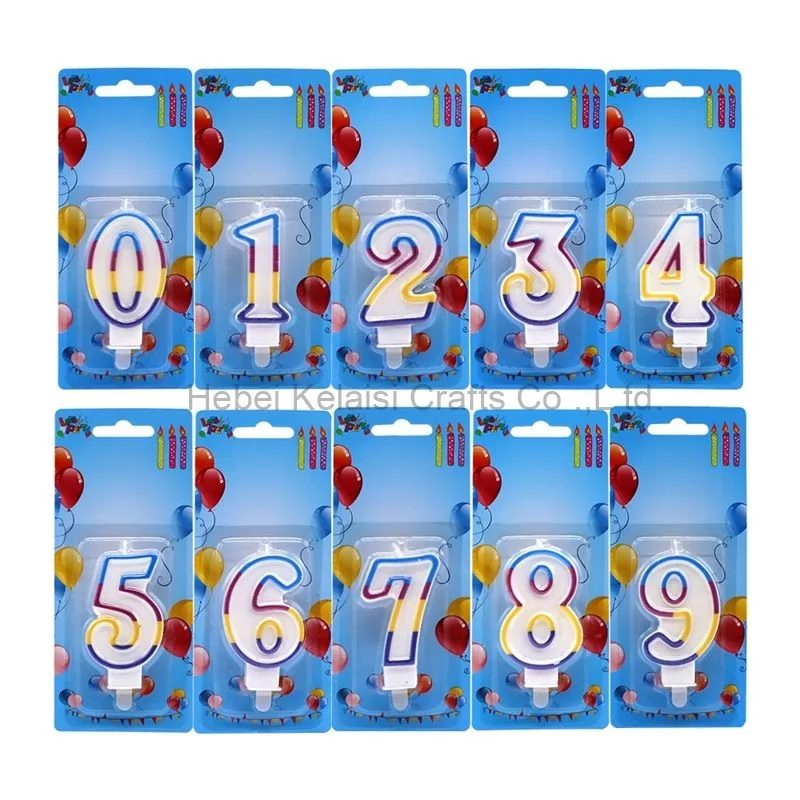 Customized Good Quality pure Paraffin Material Fancy Number Birthday Candle