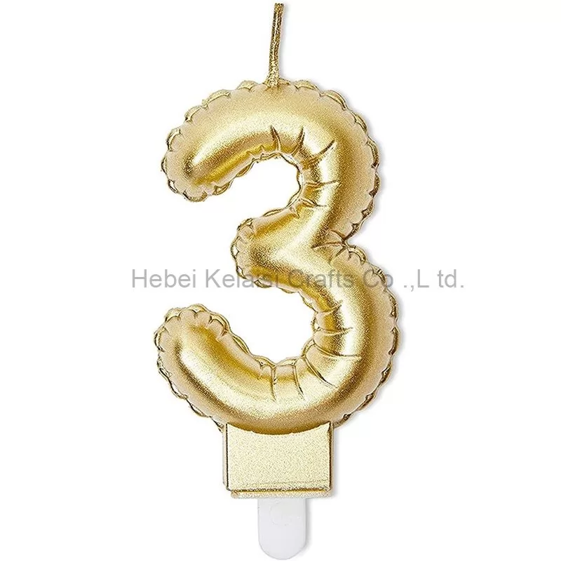 Golden balloon shaped birthday digital party decorative candles