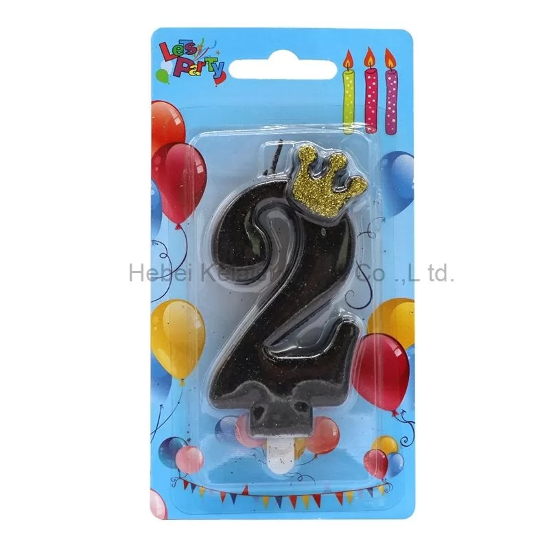 0-9 glitter black crown novelty fancy birthday cake number candles