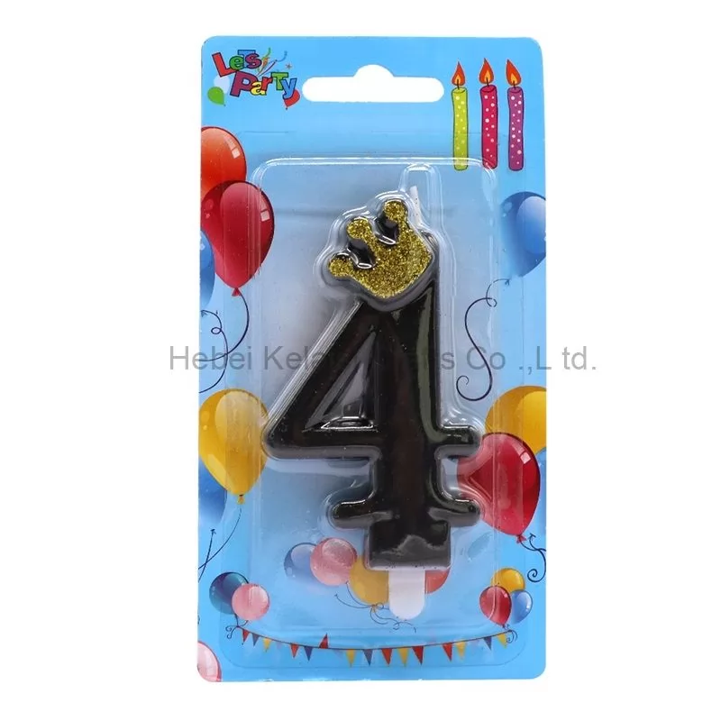 0-9 glitter black crown novelty fancy birthday cake number candles