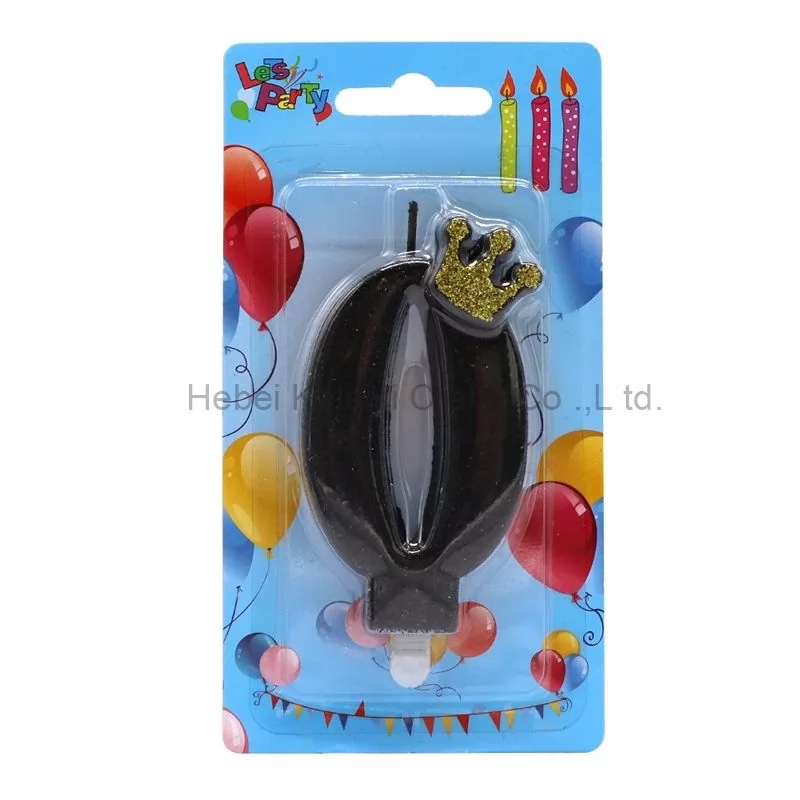 0-9 glitter black crown novelty fancy birthday cake number candles