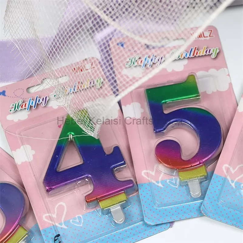 Color gradient individually wrapped digital birthday candles