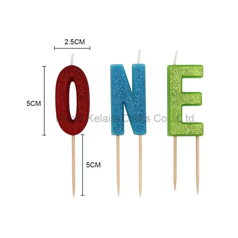 Multicolor dusted alphanumeric birthday candles