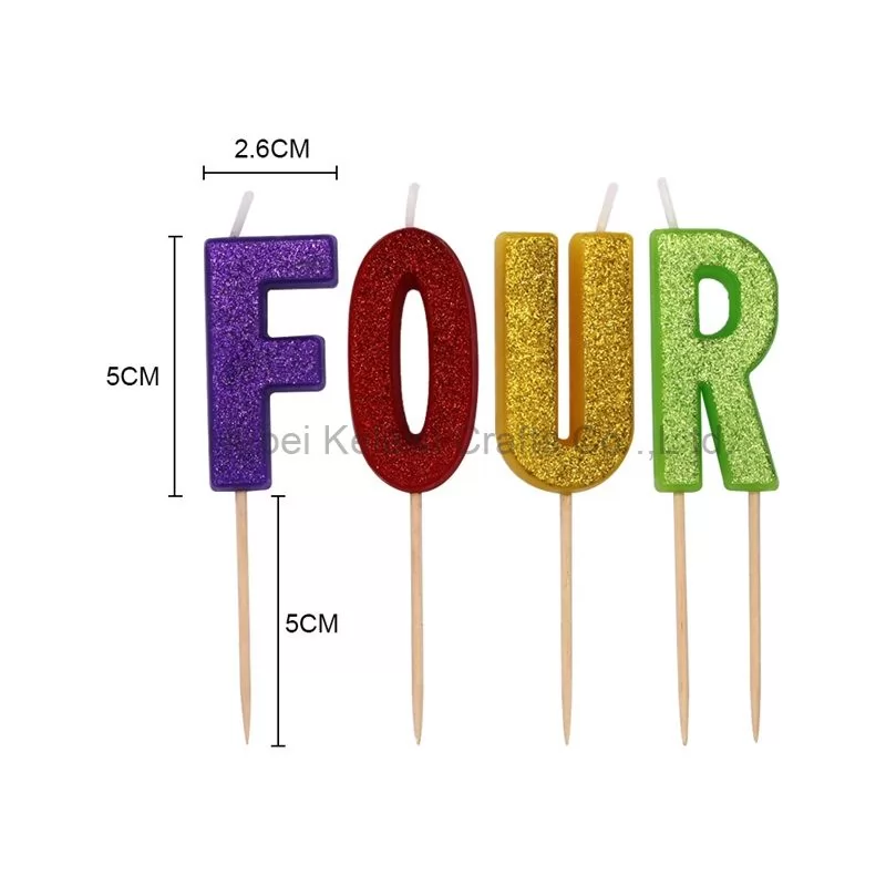 Multicolor dusted alphanumeric birthday candles