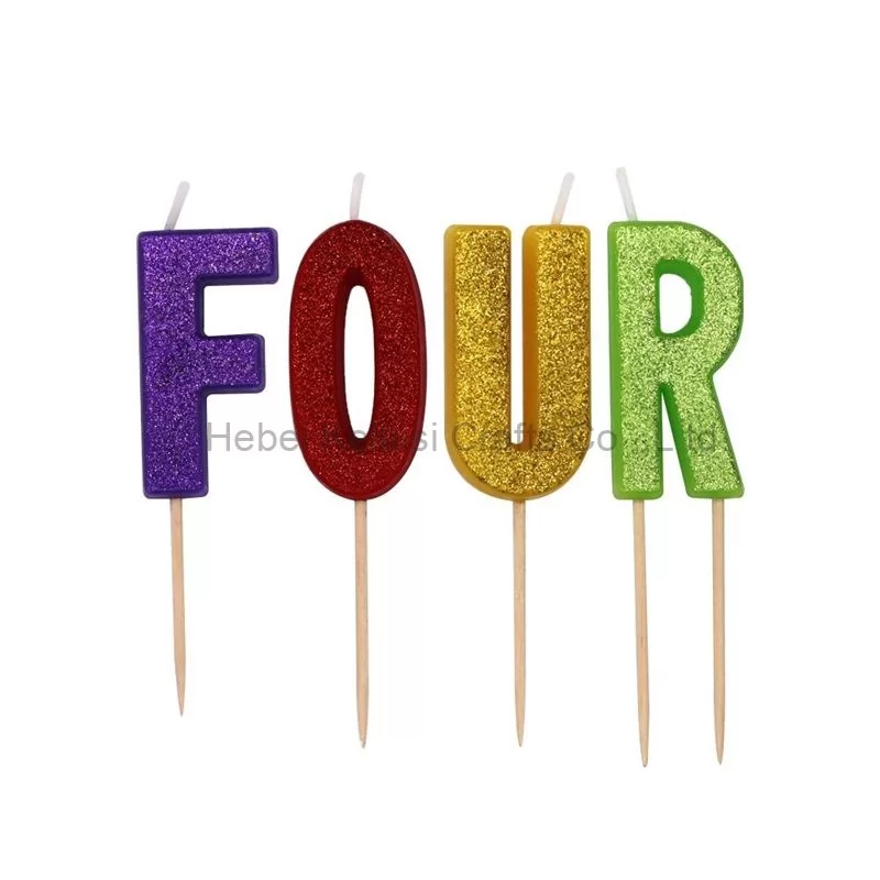 Multicolor dusted alphanumeric birthday candles