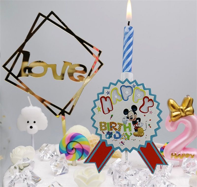Cake top tower card cartoon birthday party cake candles