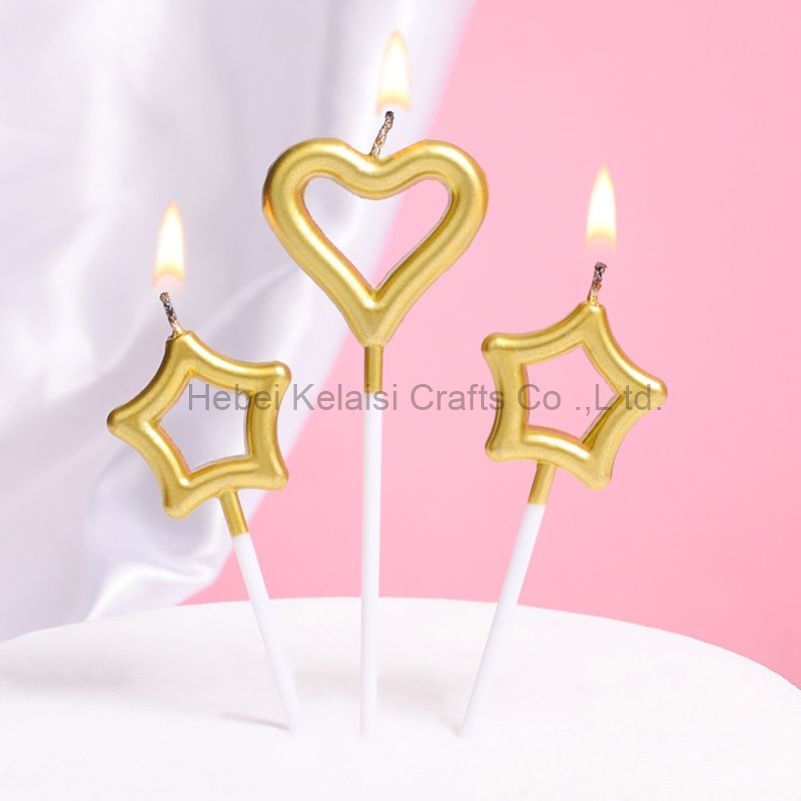 Multi-color Birthday gold plating Candle heart star shape birthday party kit