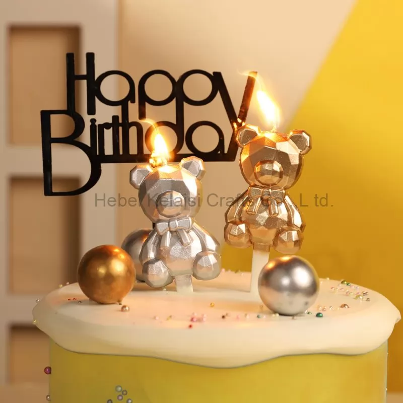 Christmas Popular Three Dimensional Diamond Bear Party Cake Candles