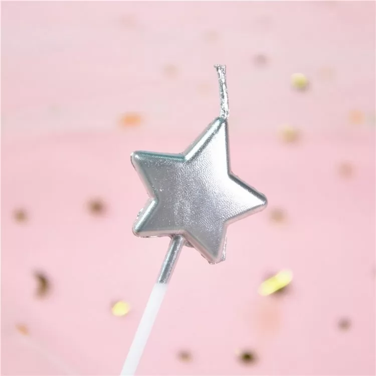 Metallic glitter gold birthday cake candles star shape birthday candle