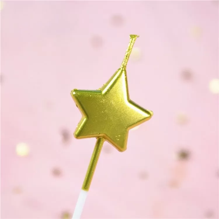 Metallic glitter gold birthday cake candles star shape birthday candle