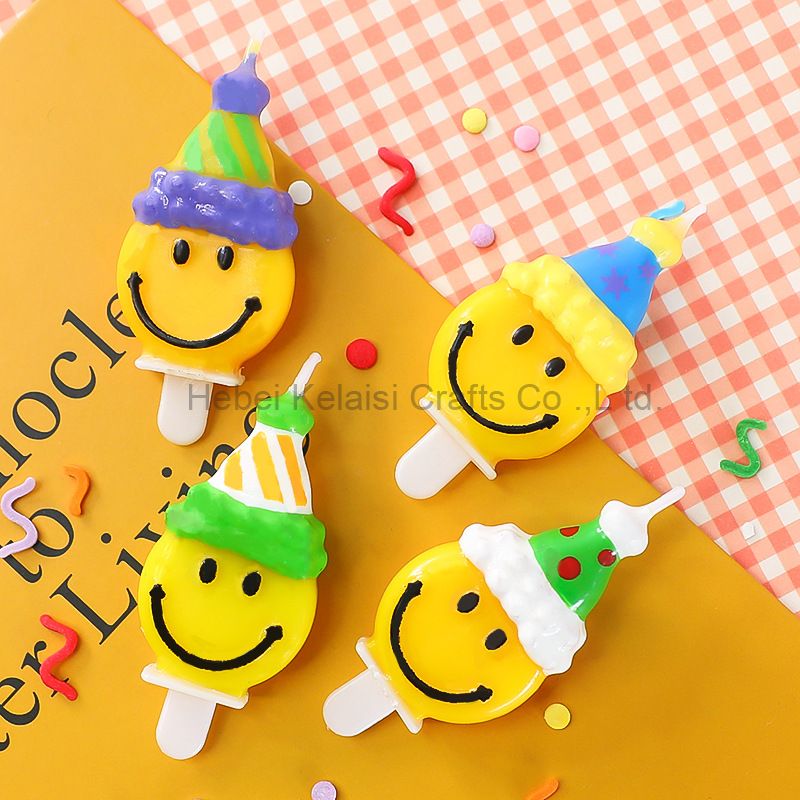 Cute 5pc smiling face pvc box funny birthday candle