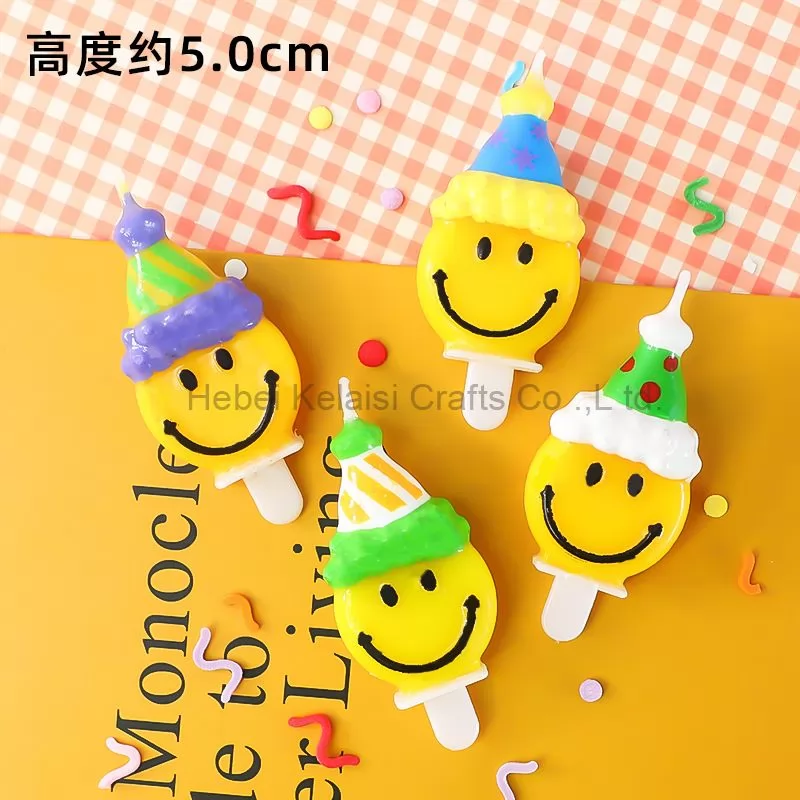 Cute 5pc smiling face pvc box funny birthday candle