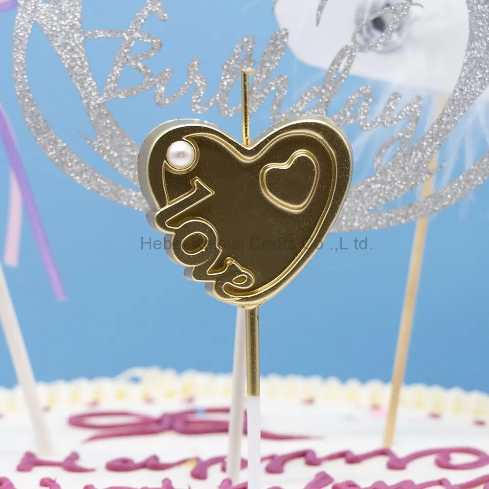 creative heart-shaped love letter shape Birthday cake candle