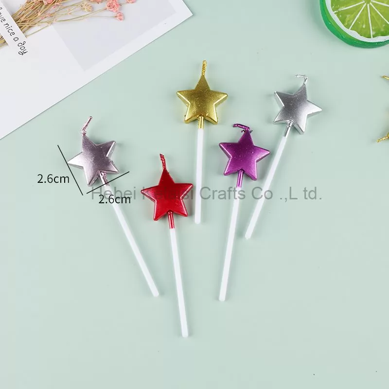 heart-shaped gold silver five pointed star birthday candle