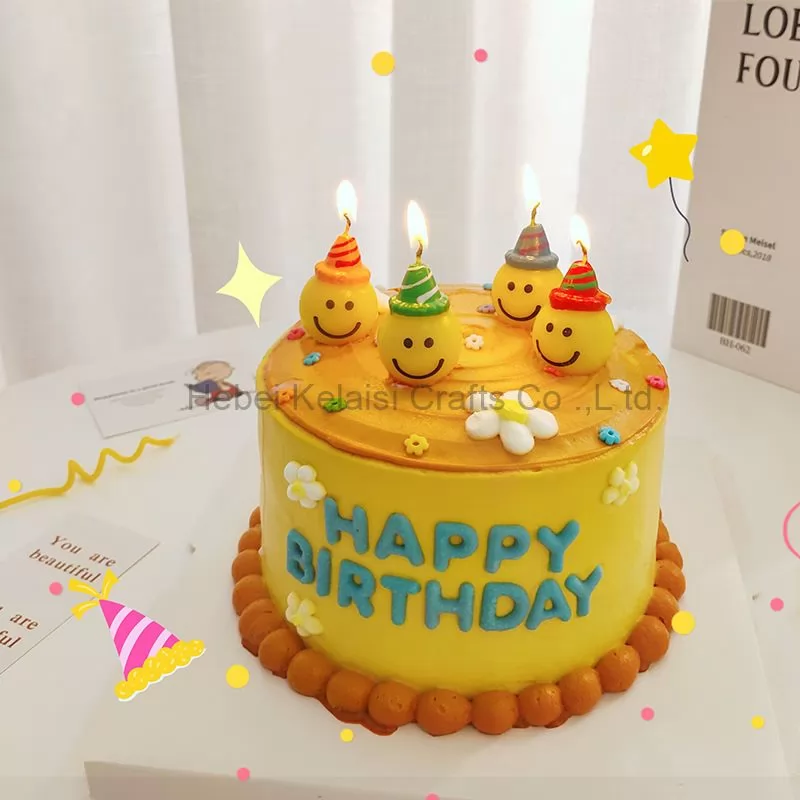 3D Emoticon Smiley Face Smile Birthday Cake Candles