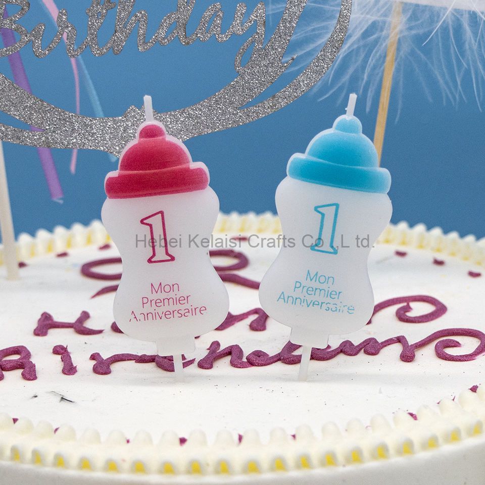 Feeding baby bottle shape birthday celebration candle