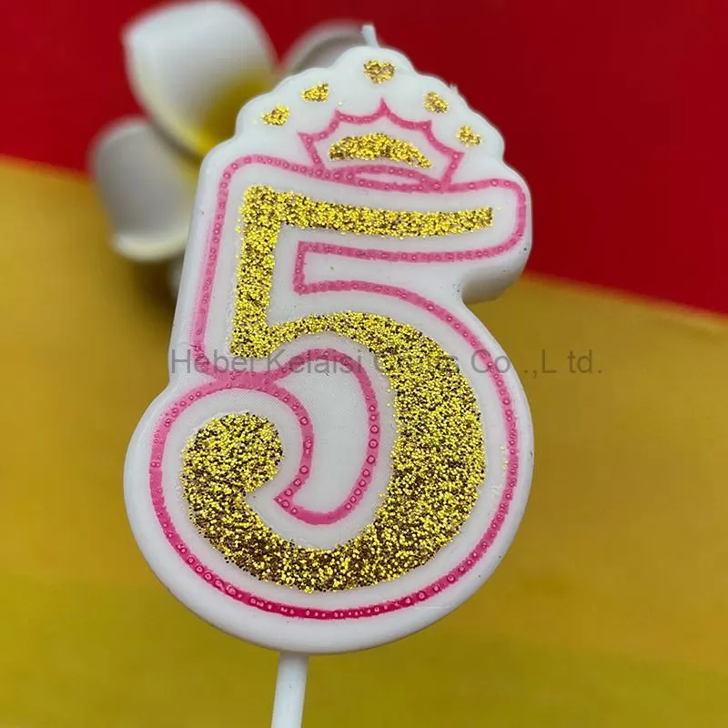 Gold Sprinkling Crown Shape Digital Birthday Party Cake Candle
