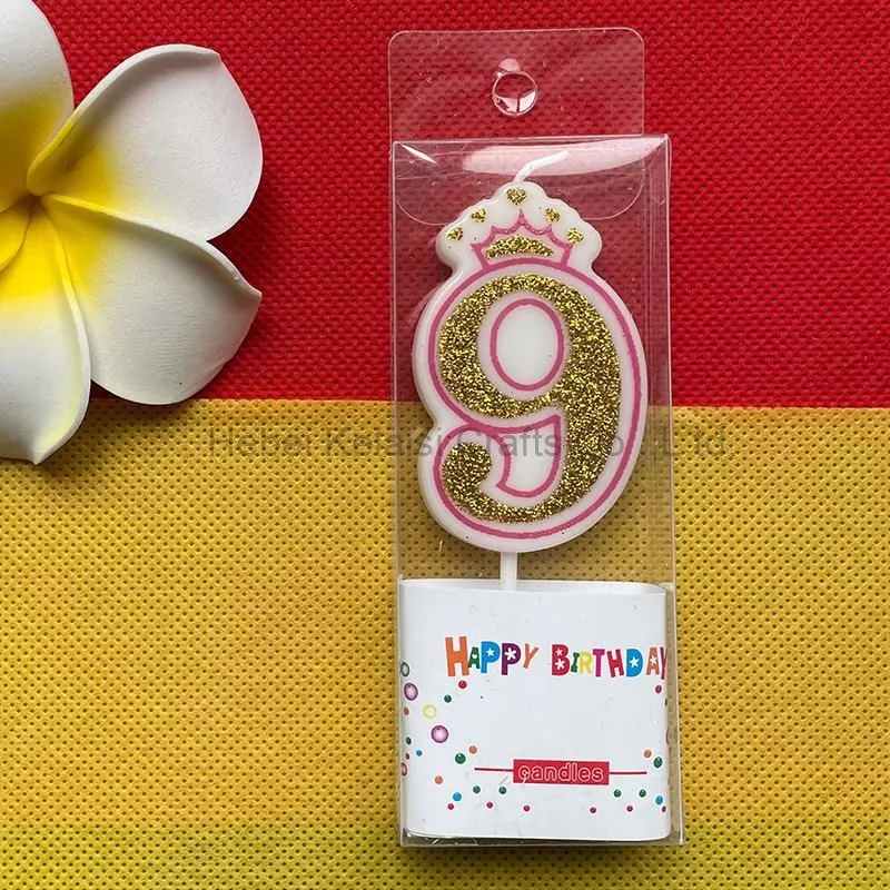Gold Sprinkling Crown Shape Digital Birthday Party Cake Candle