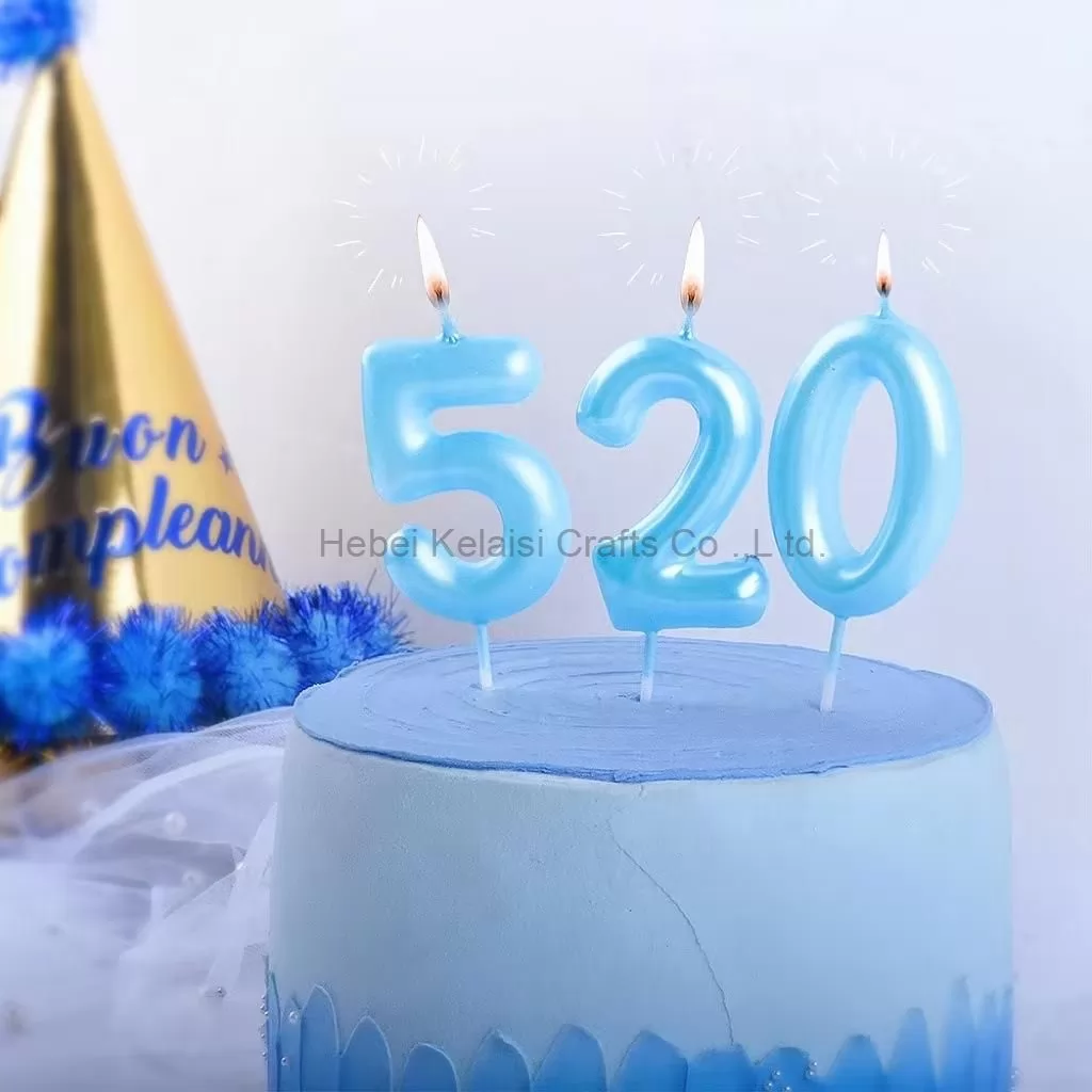 Klein Blue Color Paraffin Wax 0-9 Number Birthday Party Cake Candles