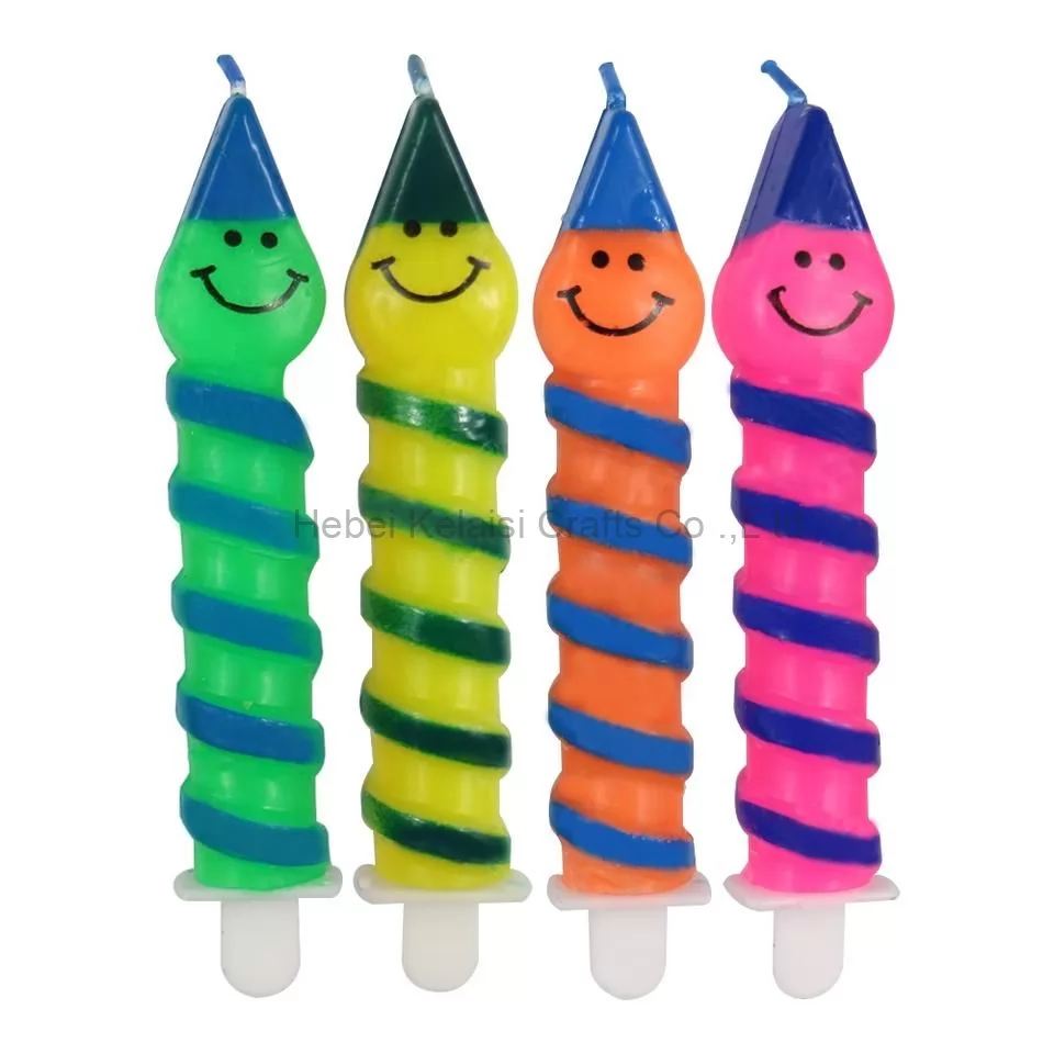 6 pcs short rainbow smile shaped taper spring shape candles