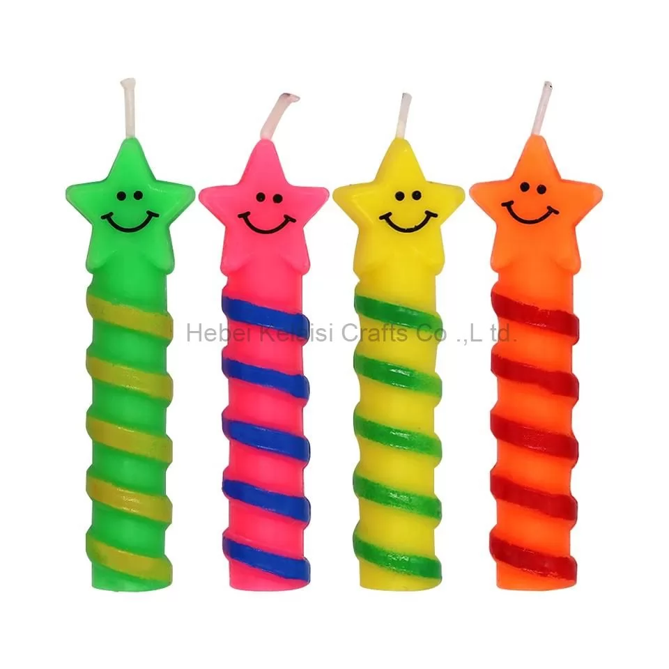 6 pcs short rainbow smile shaped taper spring shape candles