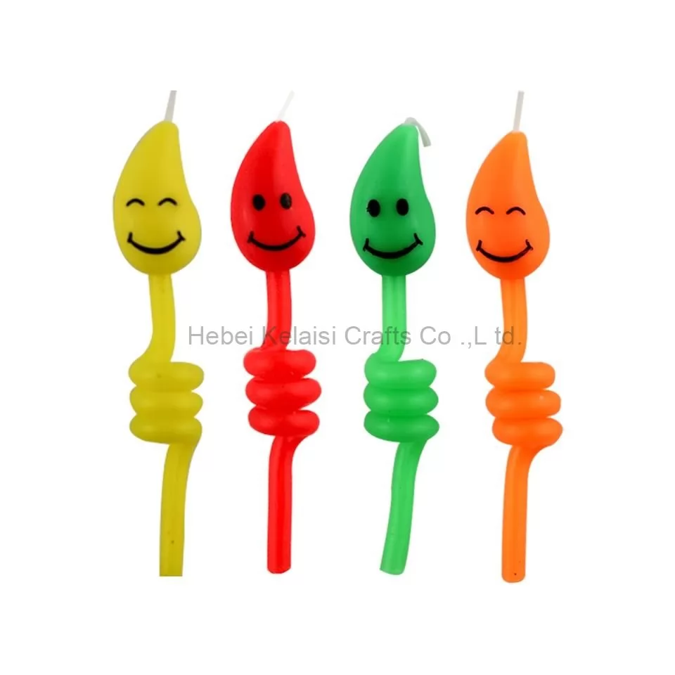 6 pcs short rainbow smile shaped taper spring shape candles