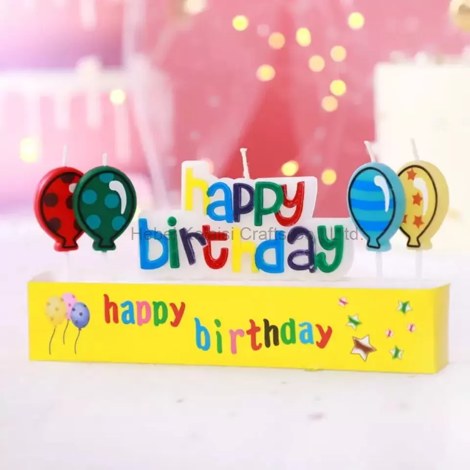 Cartoon balloons birthday letter candles