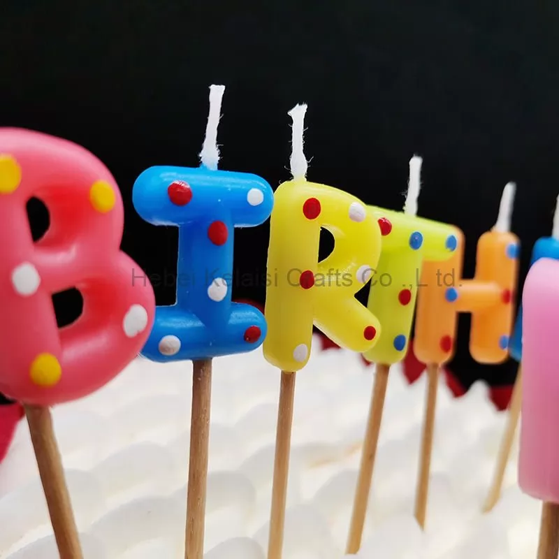 Colorful Dot Decorative Letter Shape "Happy Birthday" Cake Candles