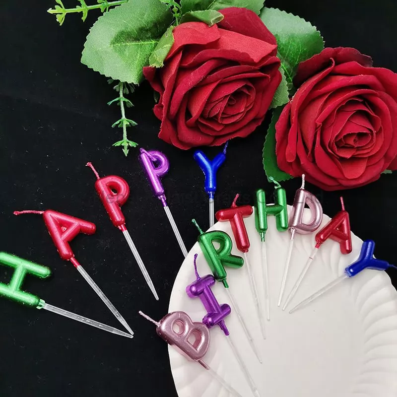 Happy Birthday Paraffin Wax Alphabet Letter Shaped Birthday Cake Candles