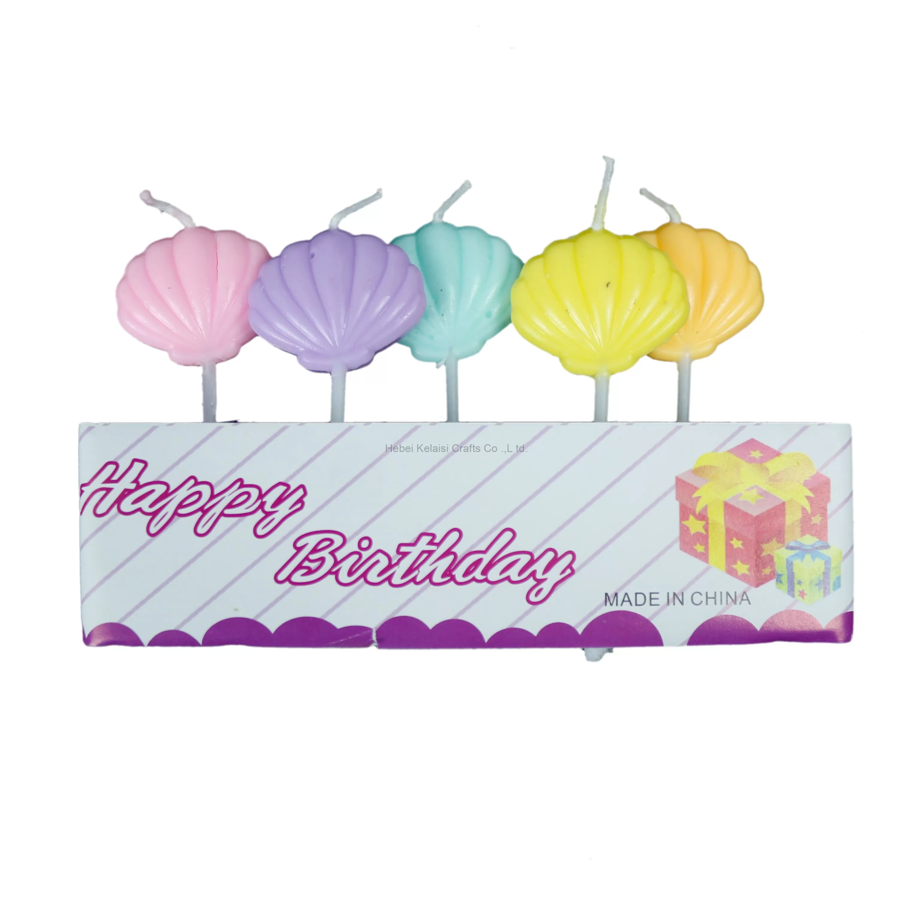 Macaroon color shell childlike cartoon birthday party candle